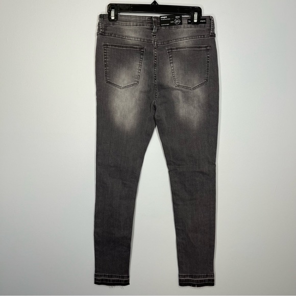 NEW Umgee Pants Womens 27 Black Denim Exposed Hem Distressed High Rise Skinny - Picture 2 of 12